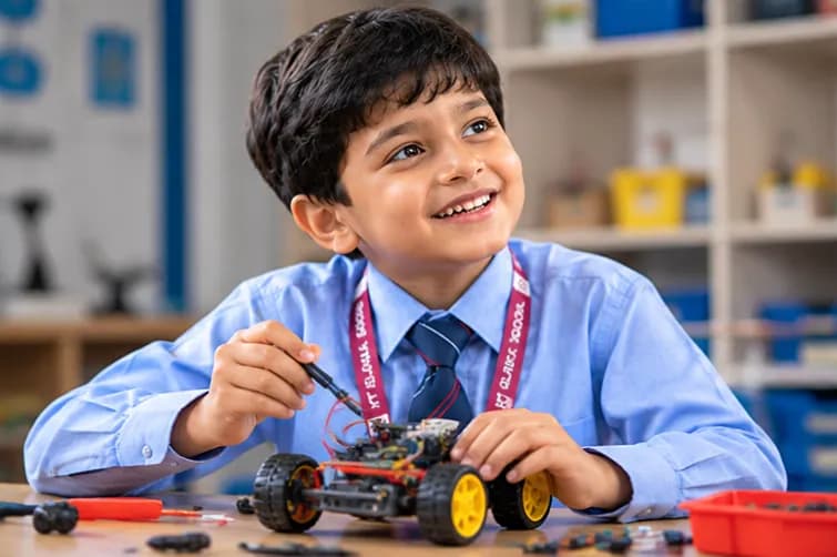 Joyful pre-primary student enjoying classroom moments